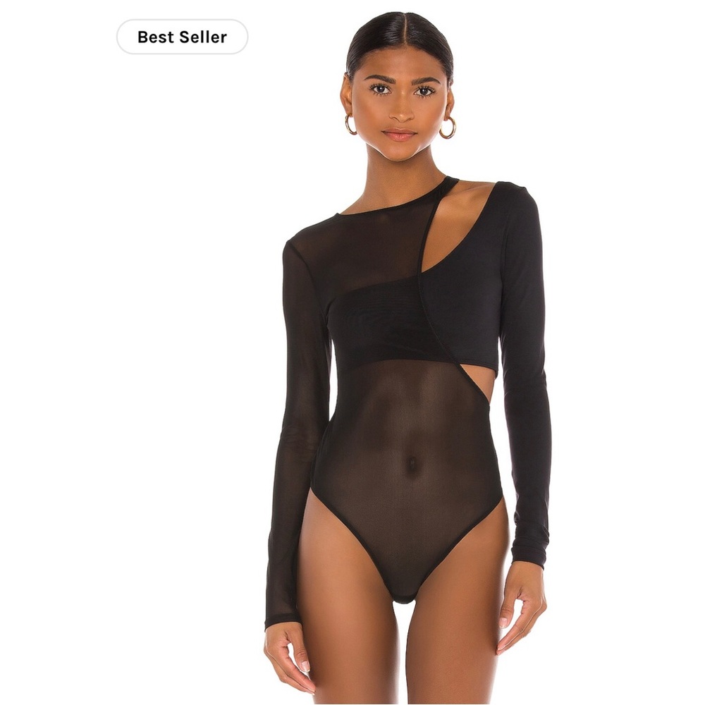 OW Collection Kari Bodysuit in color Black Caviar sold at Revolve